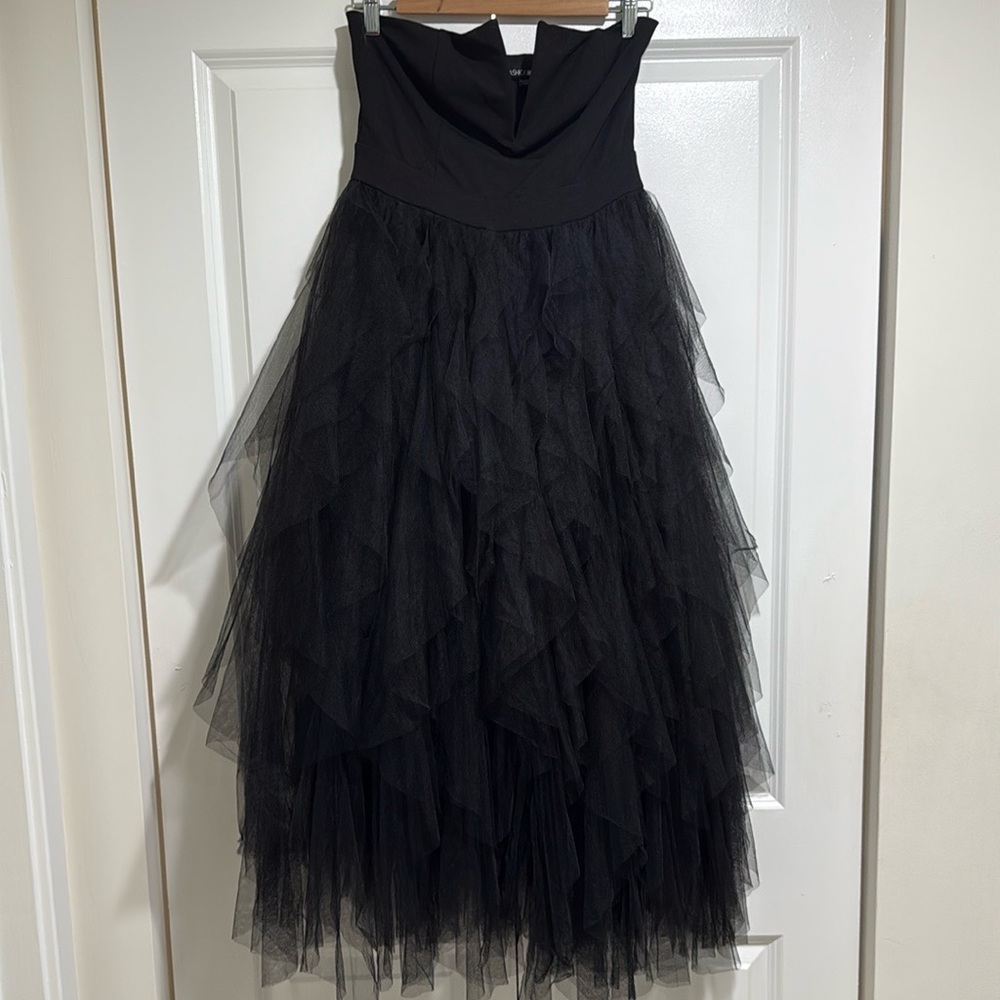 Fashion Nova Black Bubble Midi Strapless Dress